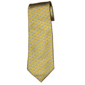 Vineyard Vines Silk Tie Yellow Blue White Sailfish Flags Men's Long